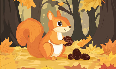 Fototapeta premium squirrel with acorn