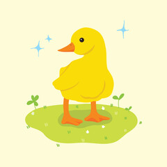 Yellow Duck Illustration cute drawing style vibrant color isolated vector