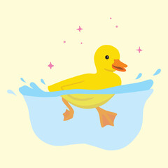 Yellow Duck Illustration cute drawing style vibrant color isolated vector