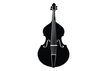 Fototapeta premium Classic black silhouette of a double bass on a white background