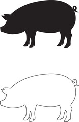 Farm Pig Silhouette Simple Domestic Animal Graphic