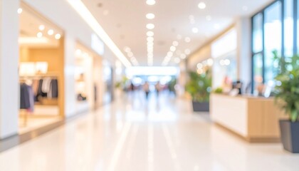 Abstract blur shopping mall interior and retail store for background.