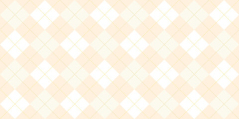 Seamless cream argyle pattern with soft diamond check design