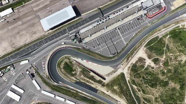Race track Zandvoort, motorsports circuit in North Holland, The Netherlands. Aerial overview.