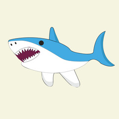 fish character. Funny shark. Comic sharks emotions. Shark mascot. 
