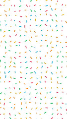colorful sprinkles pattern on transparent background, png birthday and party celebration vertical social media overlay design element	