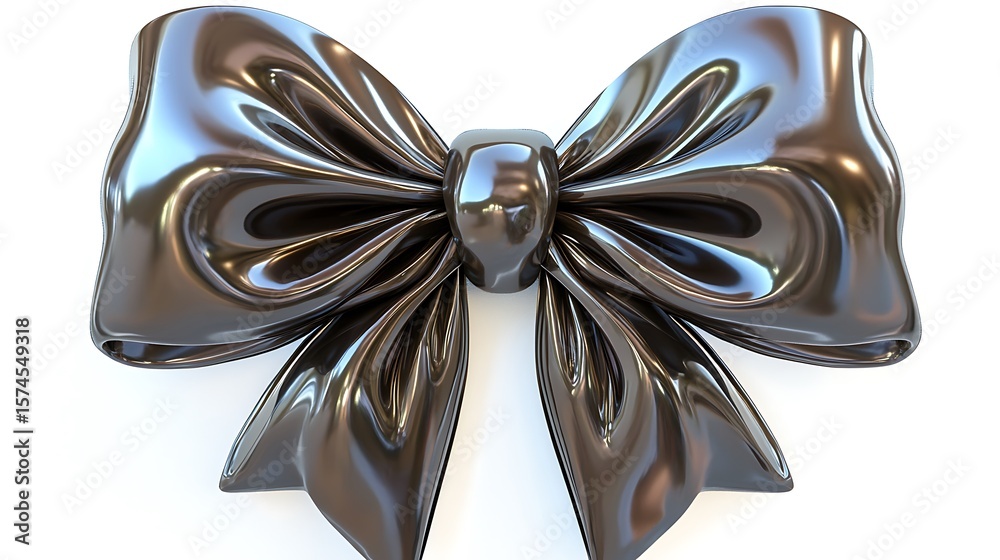 Fototapete detailed three-dimensional rendering of a glossy dark gray bow.