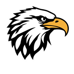 Eagle head logo, bird of prey illustration, wild animal graphic, vintage eagle emblem, aggressive bird design	