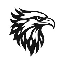 Eagle head logo, bird of prey illustration, wild animal graphic, vintage eagle emblem, aggressive bird design	