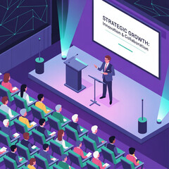 Business Conference Presentation Isometric Illustration