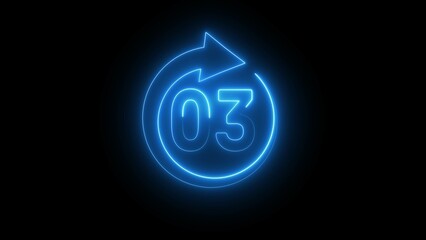 Neon 03 hours illustration. Open 03 hours.