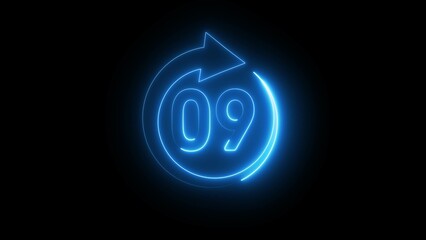 Neon 09 hours illustration. Open 09 hours.