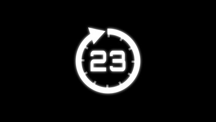 Open 24 hours number illustration. Clock icon timer number.