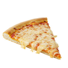 Delicious gooey cheese pizza slice on transparent background