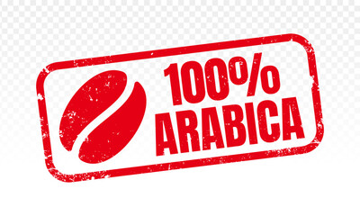 100% arabica coffee stamp for icon, logo, label, seal, tag, sign, symbol, badge, sticker, emblem, banner, badges, labels. Premium coffee blend vector illustration