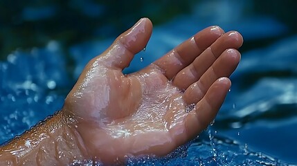 Fototapeta premium Water droplets falling from a wet hand.