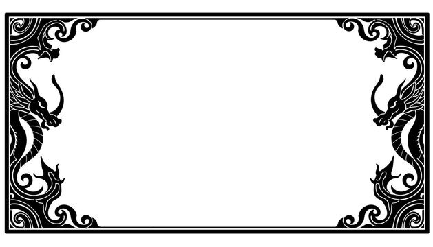 Silhouette of dragon heads border, Chinese New Year decorative frame, festive art