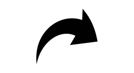 Simple black curved arrow indicating sharing or redirection on white background
