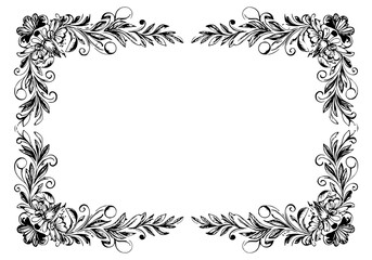 ornate floral frame, isolated vector image, design element for postcards and typography on transparent background
