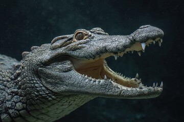 Obraz premium Alligator Tail. Ferocious Crocodile Showing Teeth, Powerful Reptilian Carnivore