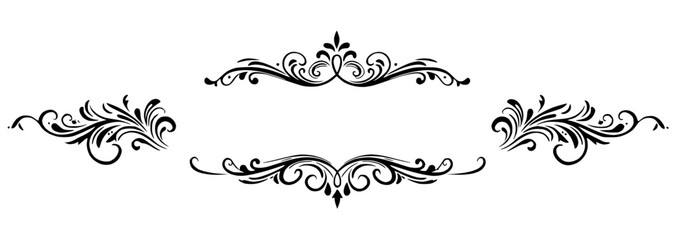 Decorative vintage floral elements, isolated vector image, design element for postcards and typography on transparent background