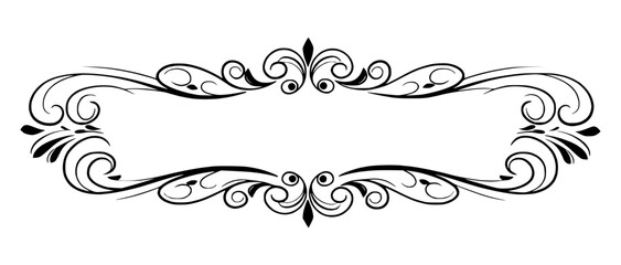 Elegant ornate scroll frame, isolated vector image, design element for postcards and typography on transparent background