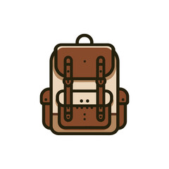 Stylish brown and cream backpack with multiple compartments against a white background