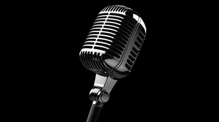 retro microphone isolated on black