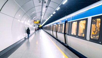 Fototapeta premium Blur empty and secluded subway platform station for background.