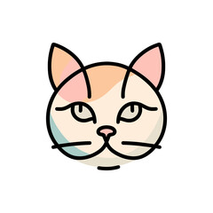 Stylized illustration of a cat's face with soft colors and minimalistic design, suitable for art projects