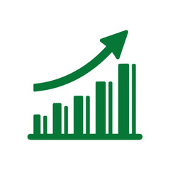 Business growing chart with arrow. Profit growth sign symbol icon.