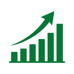 Business growing chart with arrow. Profit growth sign symbol icon.