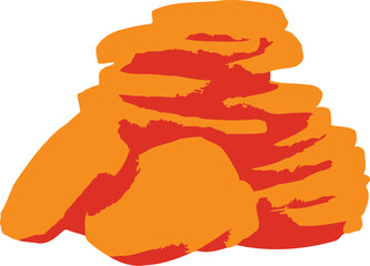 Abstract illustration of stacked carrot slices in orange and red colors on a white background pile