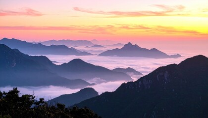 Misty mountain range at dawn (2)