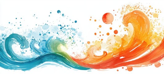 Abstract wave watercolor. Vivid colors in illustration for banner, poster. Element design. freedom concept. 