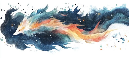 Abstract sea monster watercolor. Vivid colors in illustration for banner, poster. Element design. freedom concept. 