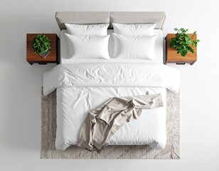 Elevated view of a bed