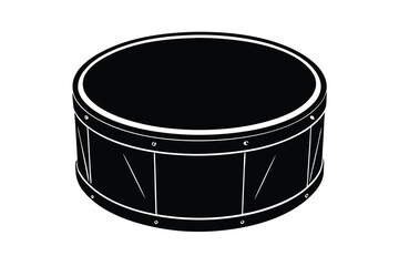Simple black and white illustration of a snare drum