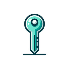 A stylized illustration of a key symbolizing security and access, set against a minimalistic background