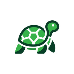 A stylized green turtle with a hexagonal shell, set against a plain background, ideal for nature themes
