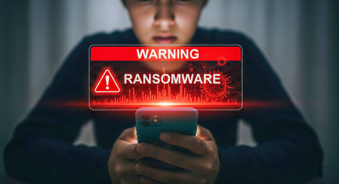 Warning Alert On Ransomware Cybersecurity Threat
