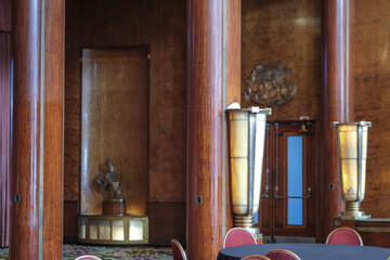 Cozy living room atmosphere inside cafe café coffee shop bar lounge bistro onboard luxury historic...