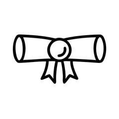 Diploma Scroll Line Icon Graduation Certificate Minimal Outline Design