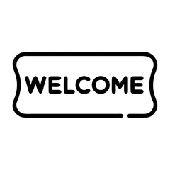 Welcome Sign Line Icon Greeting Minimal Outline Design