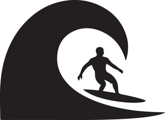 surfer on wave silhouette vector illustration design