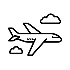 Airplane Icon – Flight Travel Symbol with Clouds for Aviation and Transportation