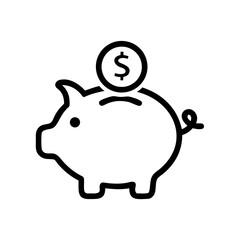 Piggy Bank Icon – Money Saving Symbol for Finance, Investment, and Budget