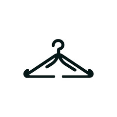 Simple black clothes hanger with a hook, isolated on a white background, ideal for fashion displays