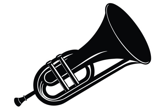 Black silhouette of a baritone horn on a white background