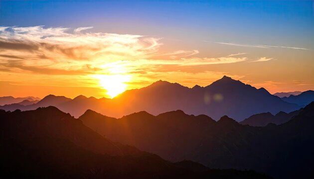 Majestic sunrise over mountain range